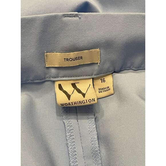 ladies Vintage Baby Blue Suit Lined Blazer Wide Leg Pants Single Button stretch - Picture 6 of 16